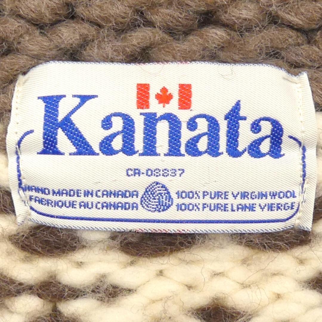 即決 カナダ製 KANATA メンズL位 カウチンセーター カナタ 茶 ベージュ