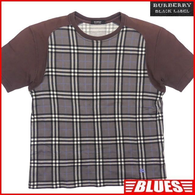 即決★BURBERRY BLACK LABEL★メンズL 廃版 Tシャツ バーバリーブラックレーベル 3 ノバチェック 三陽商会正規 カットソー 半袖 刺繍