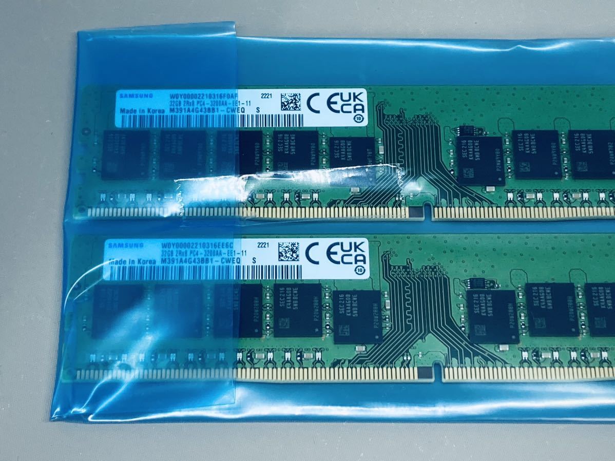 ☆計64GB☆SAMSUNG DDR4 ECC Unbuffered 32GBx2枚 PC4-3200AA-EE1-11