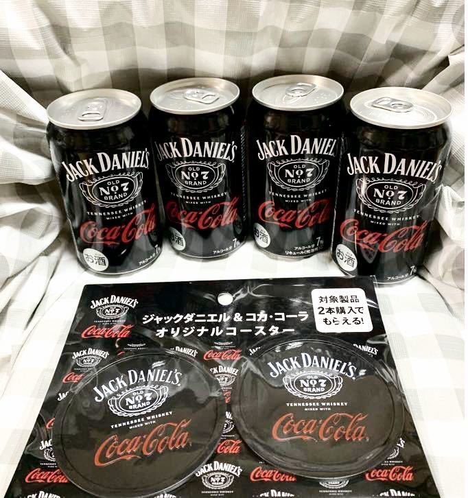 Coca Cola ジャックダニエル＆コカコーラ 350ml缶４缶＆オリジナルコースターセット♪_画像6