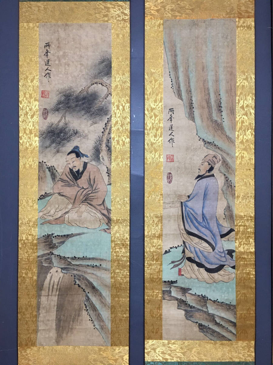 蔵友館蔵品・中国字画・四尺中堂画・清代・丁觀鵬・人物画】中国古玩