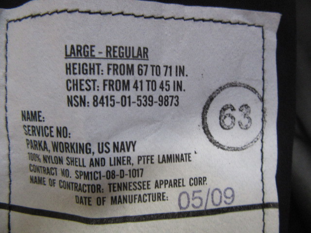 新品TAG付き US.NAVY NWU ブルー ゴアテックスパーカー L-REG | www