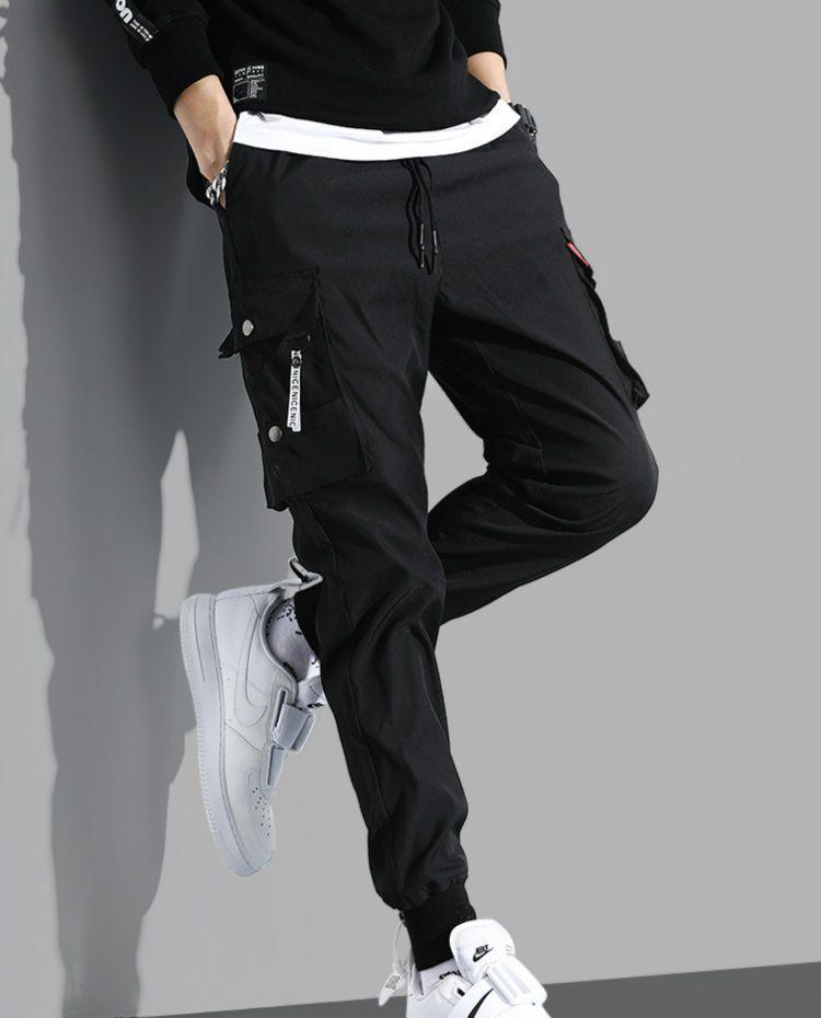 卸売り メンズ ジョガーパンツ カーゴパンツ 細身 ブラック 黒 韓国 XL