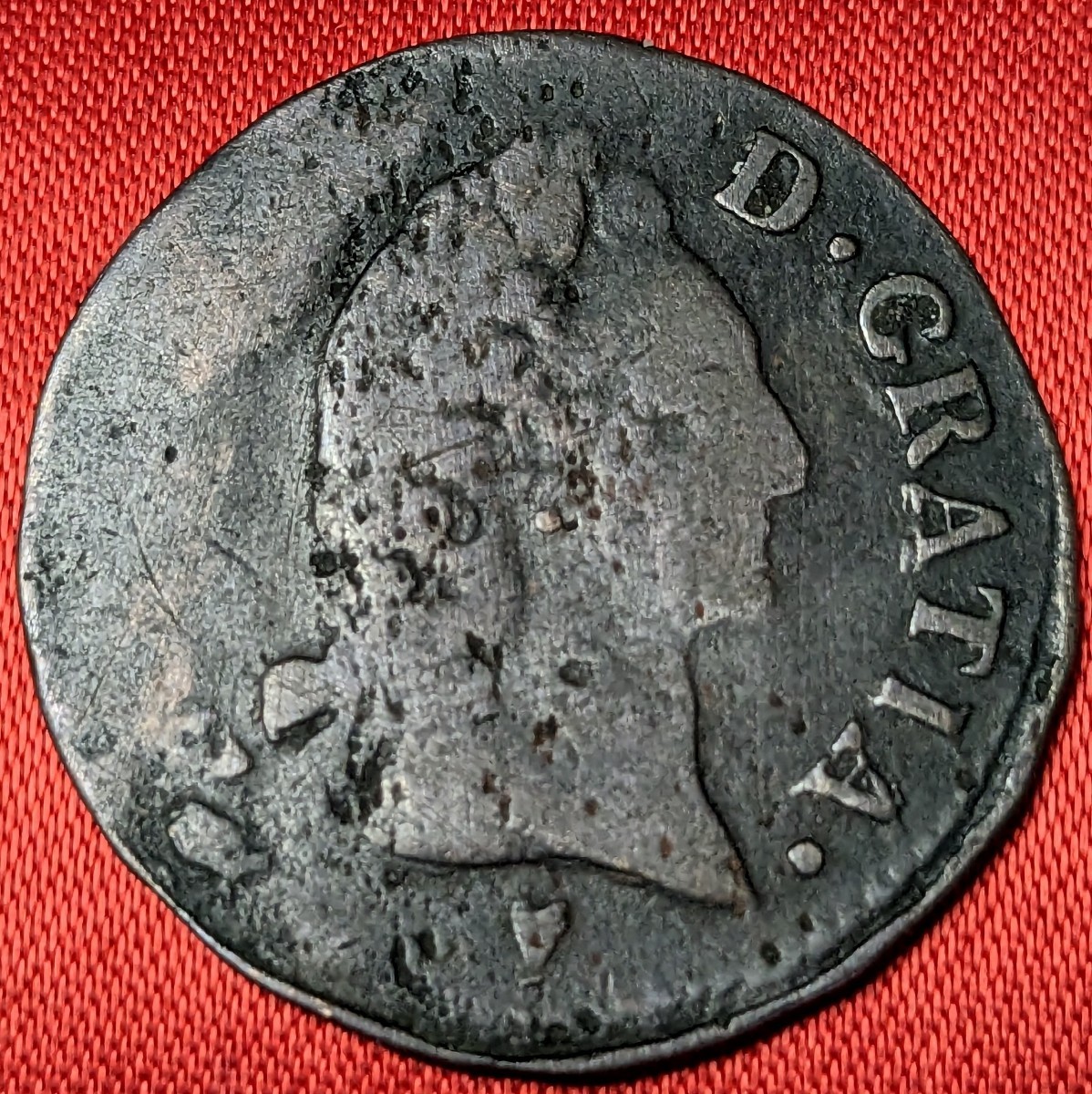 フランス　ルイ15世・1/2ソル青銅貨　1771年　　　玉ちゃんNo.2058_画像1