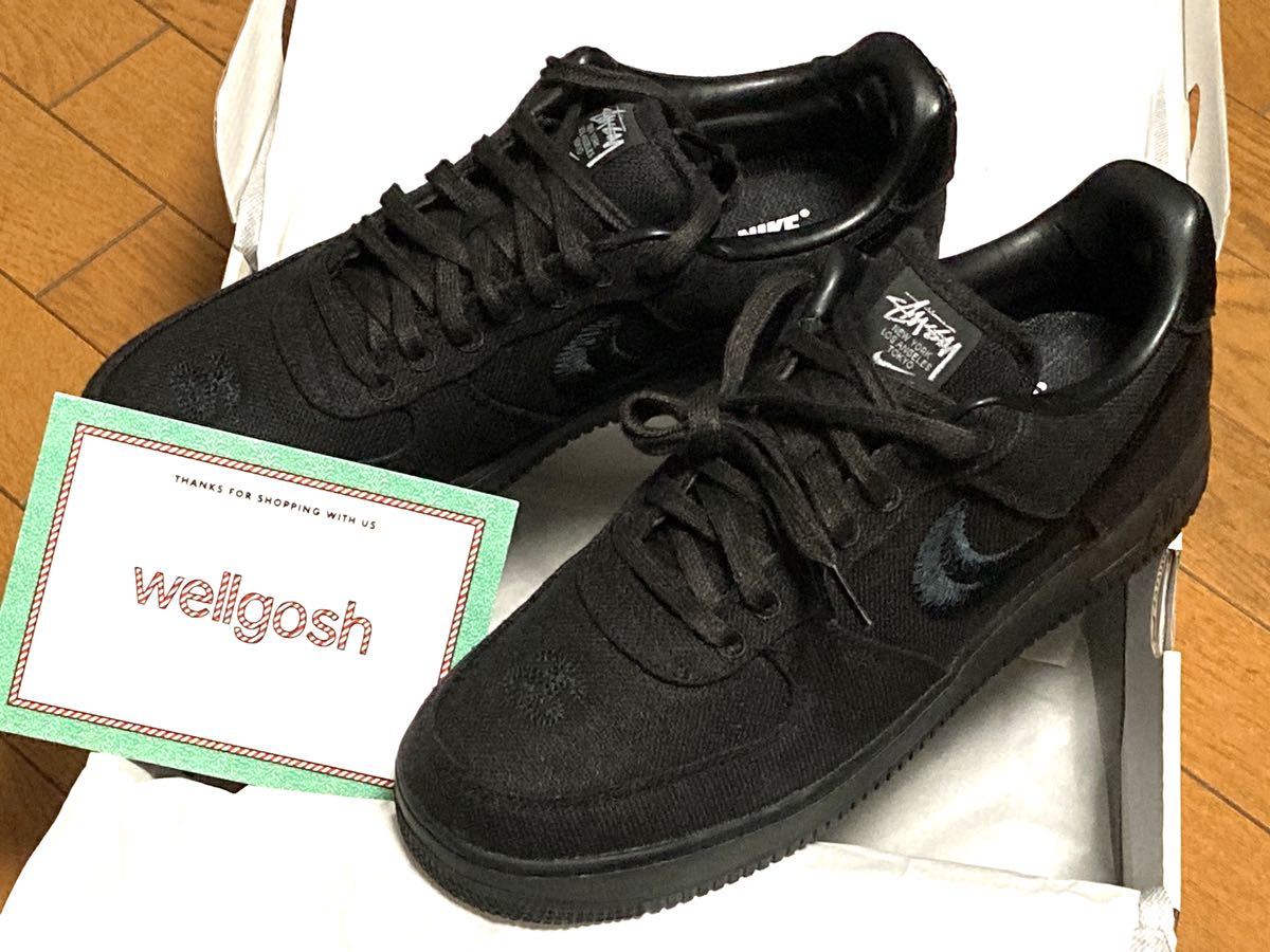 29cm US11 STUSSY × NIKE AIR FORCE 1 LOW TRIPLE BLACK ステューシー