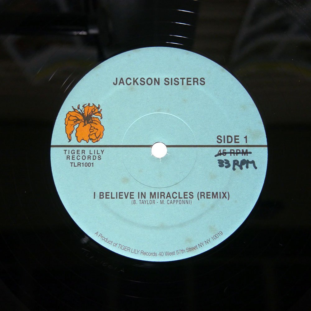 米 JACKSON SISTERS/I BELIEVE IN MIRACLES/TIGER LILY RECORDS TLR1001の画像2