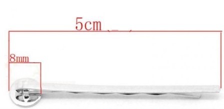 ヘアピン丸皿ヘアーアクセサリー用パーツ50個セット（メタル製）シルバーカラー髪留め金具50mm×8mm_画像2
