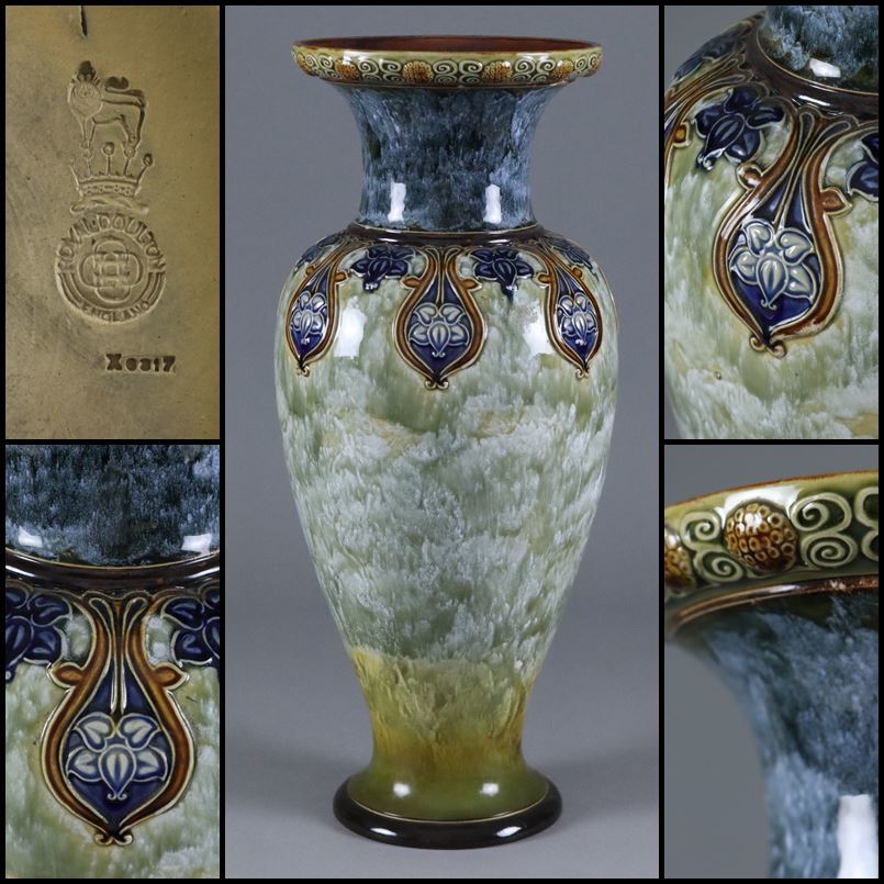 奇】西洋アンティーク ロイヤルドルトン ROYAL DOULTON 陽刻浮彫草花文