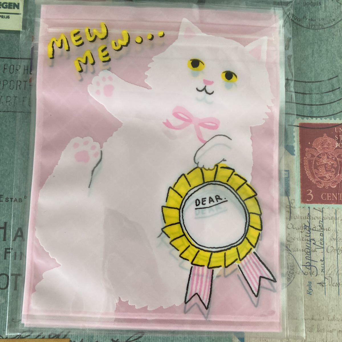 猫　白猫　ジップロック　ジップバッグ　ギフトバッグ　ラッピング　CAT ネコ　ねこ　送料120円〜_画像2