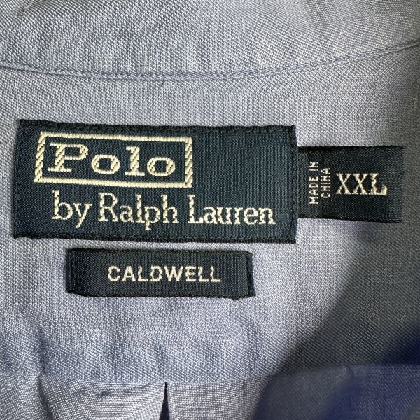 90s Polo by Ralph Lauren петля цвет рубашка XXL голубой CALDWELL открытый цвет шелк linen Polo Ralph Lauren 00s Vintage 