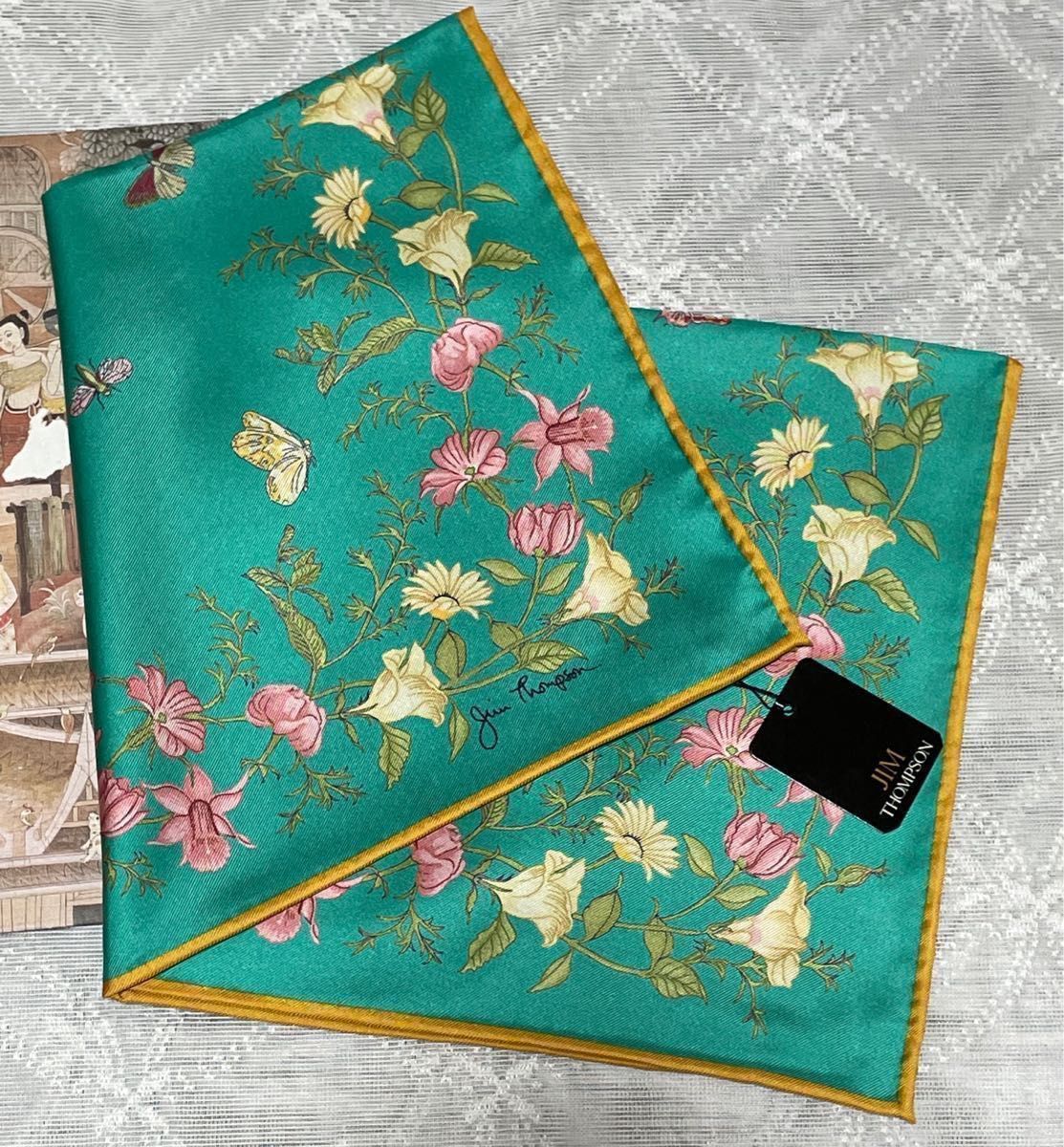 新品未使用】Jim Thompson ジムトンプソン シルクスカーフ(花&蝶 新品未使用】Jim Thompson ジムトンプソン シルクスカーフ(花&蝶