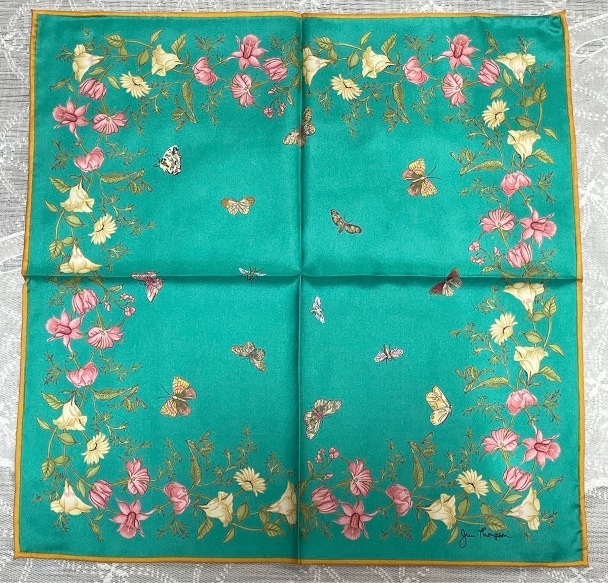 新品未使用】Jim Thompson ジムトンプソン シルクスカーフ(花&蝶 新品未使用】Jim Thompson ジムトンプソン シルクスカーフ(花&蝶