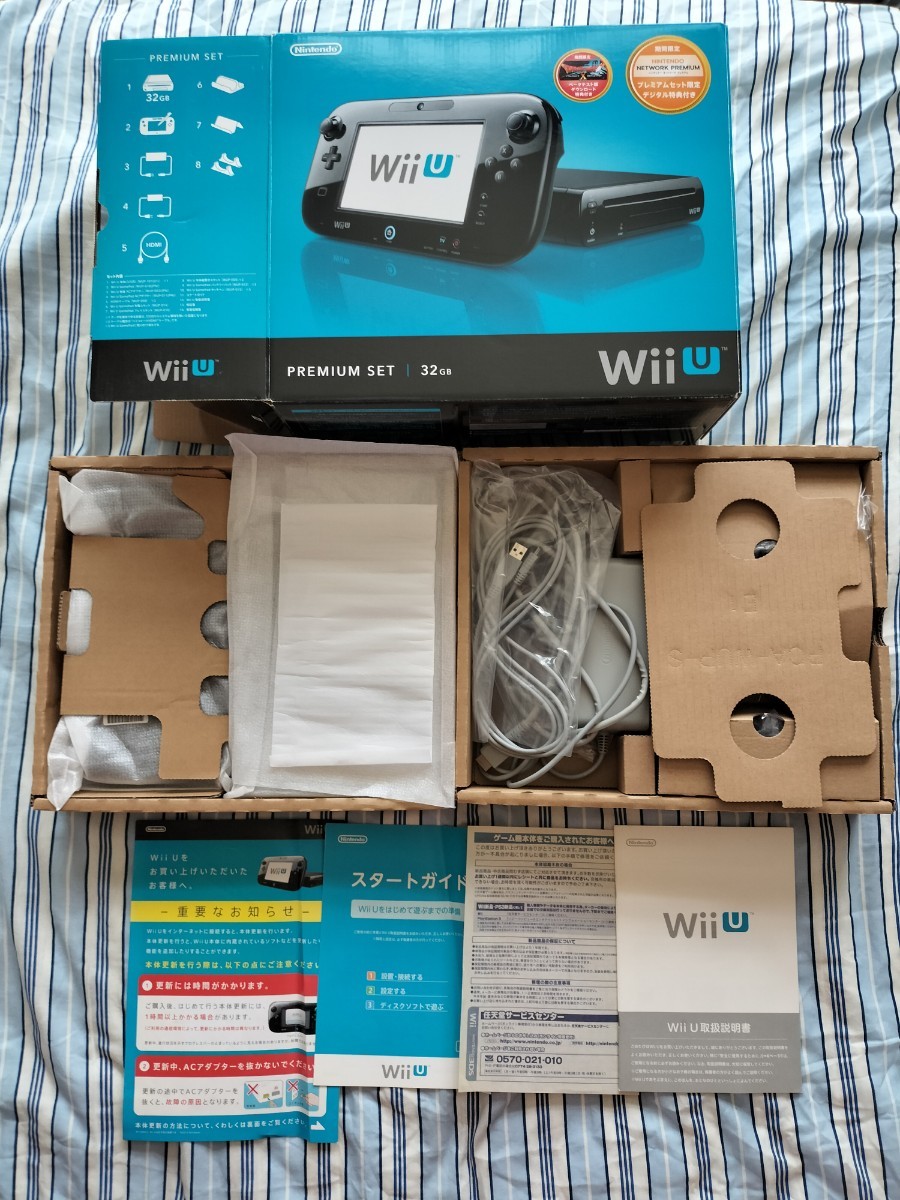 新古美品　新品購入 WiiU 本体 ファミリープレミアムセット 32GB ブラック　黒　 動作確認済　wii u 本体_画像1