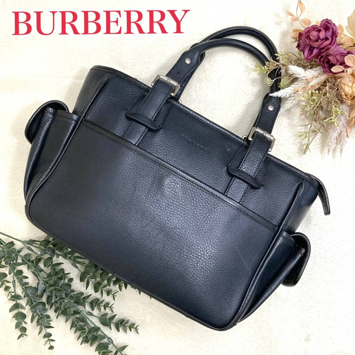 極美品 バーバリー BURBERRY トートバッグ ハンドバッグ オールレザー