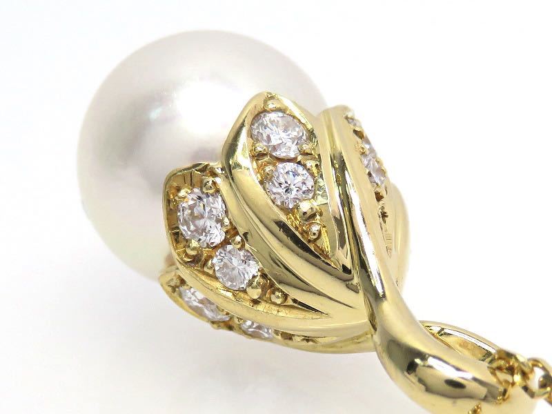 MIKIMOTO ミキモト K18 パール8.6mm ダイヤモンド ネックレス イエロー