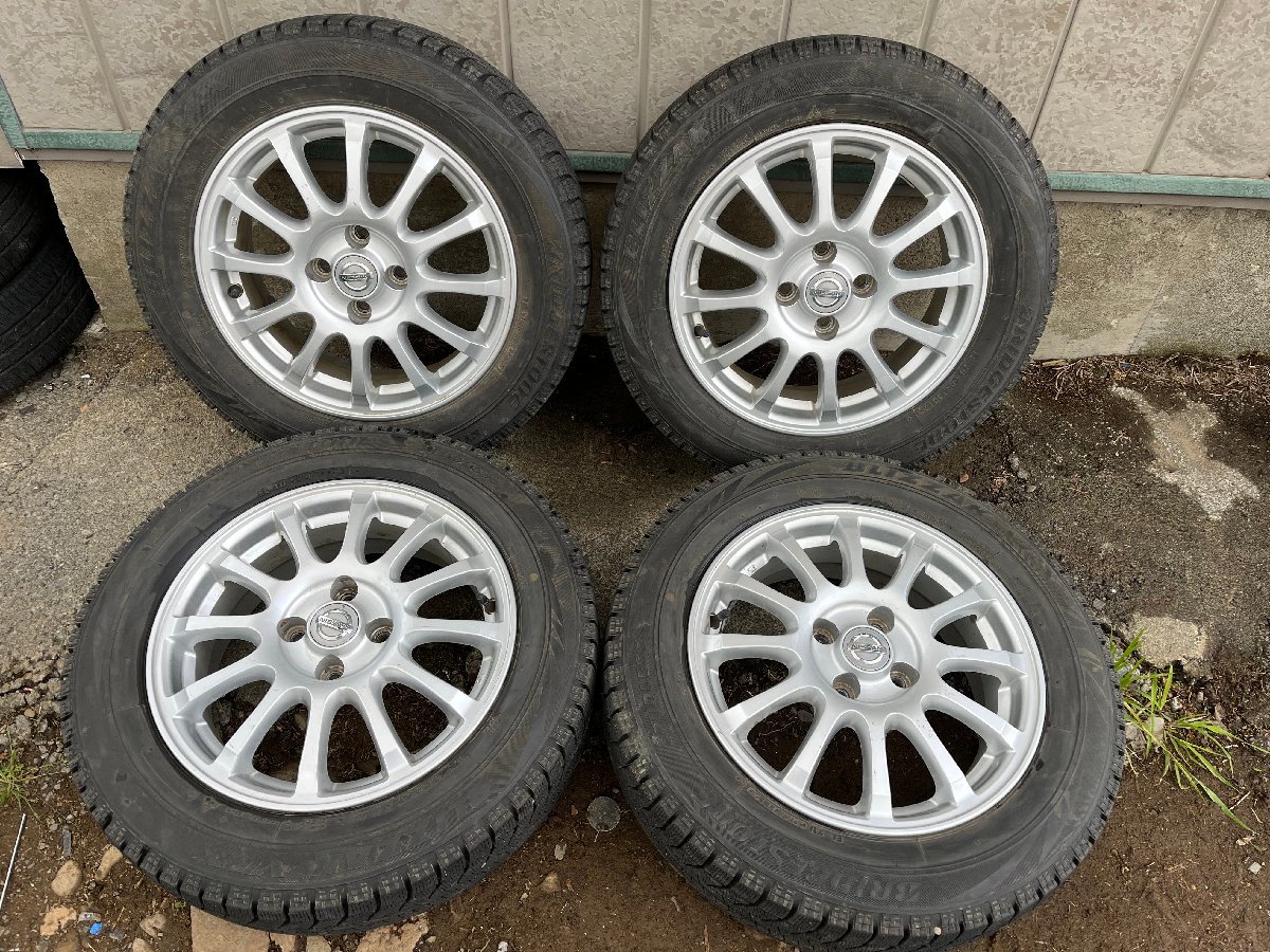 NISSAN 純正 15インチ 5.5J ＋40 PCD100 4H 175/65R15 BRIDGESTONE BLIZZAK VRX 2019年製 スタッドレスタイヤホイール 4本セットの画像1