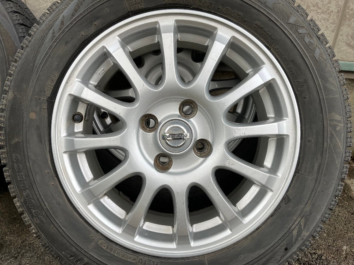 NISSAN 純正 15インチ 5.5J ＋40 PCD100 4H 175/65R15 BRIDGESTONE BLIZZAK VRX 2019年製 スタッドレスタイヤホイール 4本セットの画像4