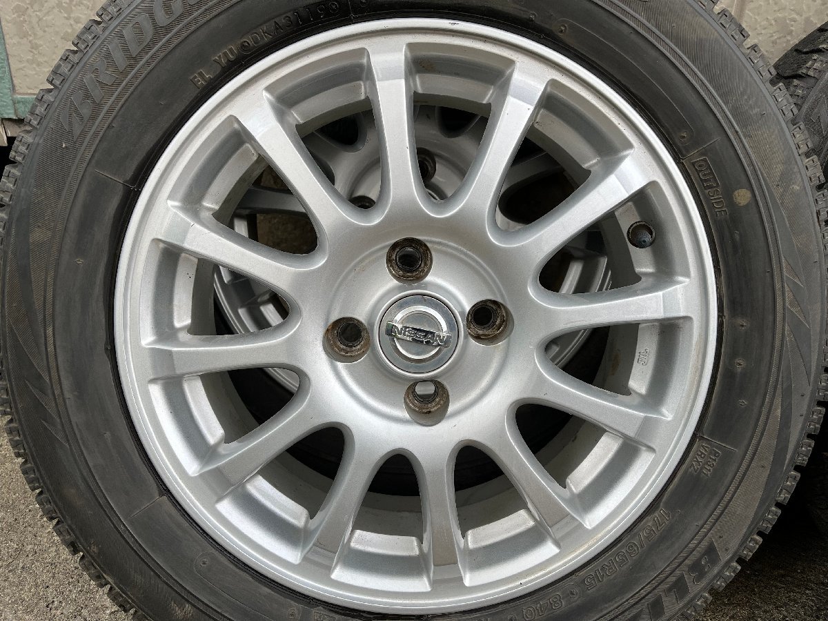 NISSAN 純正 15インチ 5.5J ＋40 PCD100 4H 175/65R15 BRIDGESTONE BLIZZAK VRX 2019年製 スタッドレスタイヤホイール 4本セットの画像5