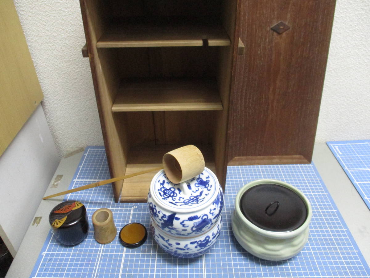古い茶箪笥　茶道具セット(７点)　検　アンティーク　 家具　箪笥 　昭和レトロ_画像6