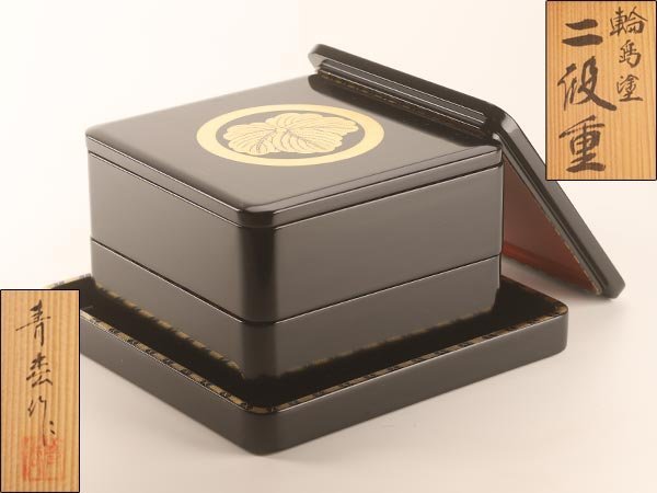 流】能登輪島塗沈金蒔絵二段重箱共箱KO345-多層盒–日本Yahoo!拍賣