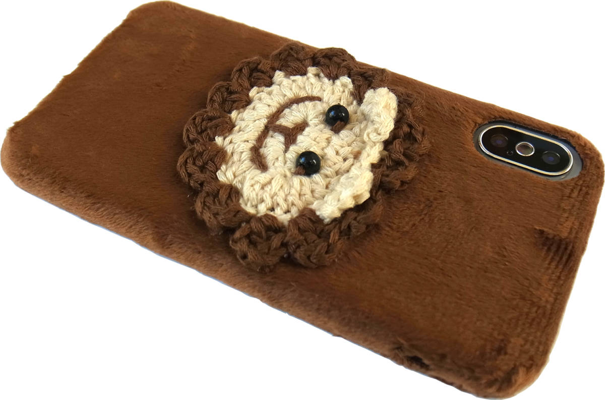 ワンコイン 500円 ライオン 毛糸刺繍 iPhoneケース iPhoneX iPhoneXs 対応 ハンドメイド_画像5