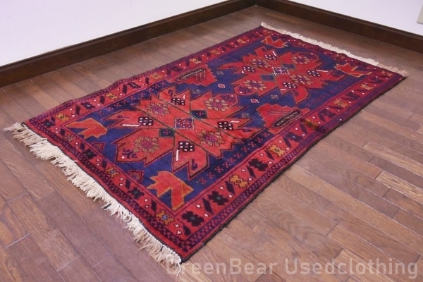 RAGU021◇寛ぎスペースに◎トライバルラグ 140cm×88cm ウール RAGU021◇寛ぎスペースに◎トライバルラグ 140cm×88cm ウール