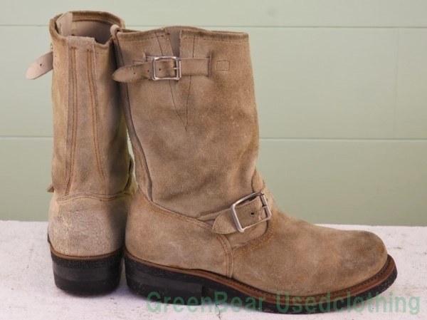 W073*USA made Vintage engineer boots steel tu suede is good taste tea Brown lady's 6E 24cm