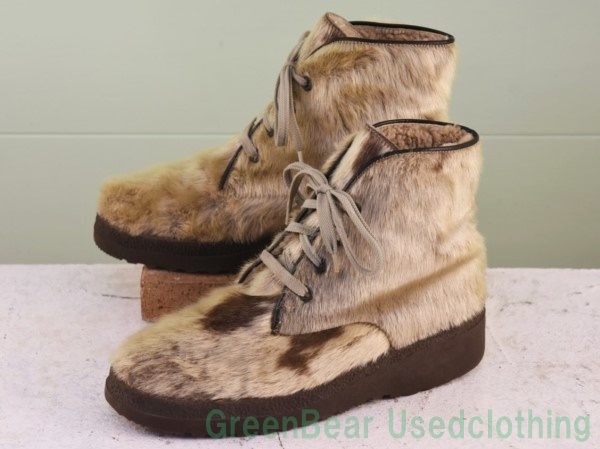 W089* Austria made [Sohle Synthetik] Vintage eskimo- boots seal wool is good taste tea Brown lady's 25cm about 