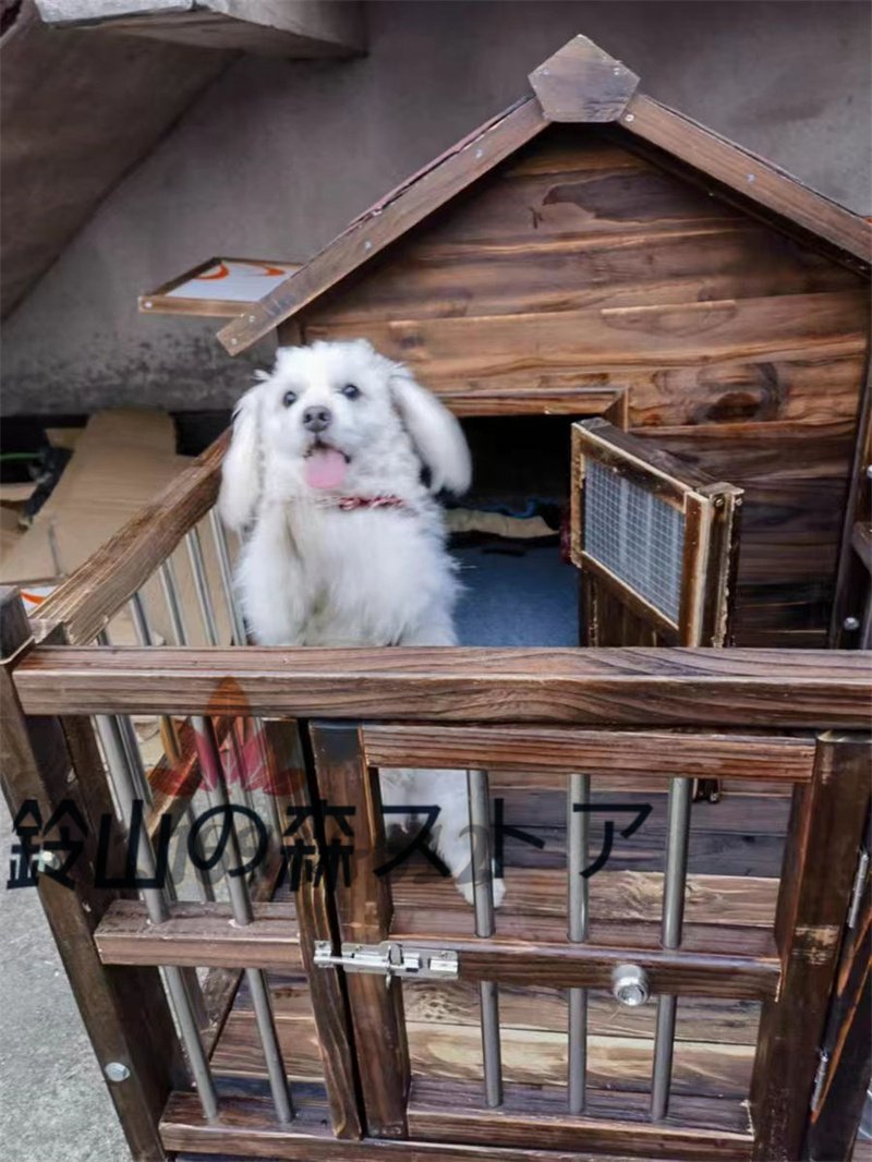 品質保証 犬小屋 丈夫 ペットハウス 防水 屋外 豪華別荘 快適な空間 中型犬用 野外通気性 耐磨耗 簡単組立 ドアと窓付きの犬用犬小屋_画像7