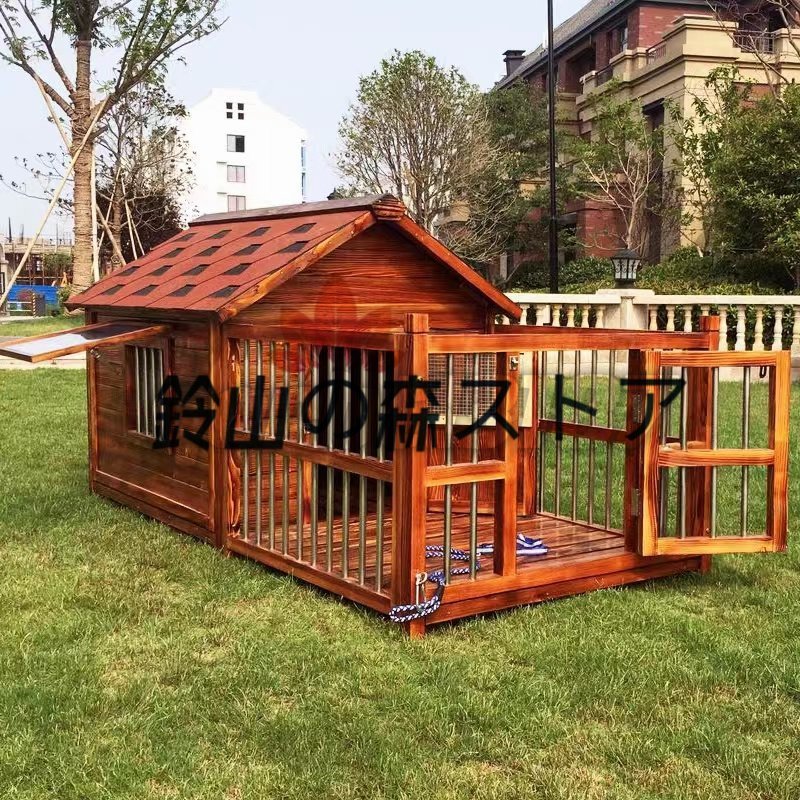 新入荷☆犬小屋 丈夫 ペットハウス 防水 屋外 豪華別荘 快適な空間 中型犬用 野外通気性 耐磨耗 簡単組立 ドアと窓付きの犬用犬小屋