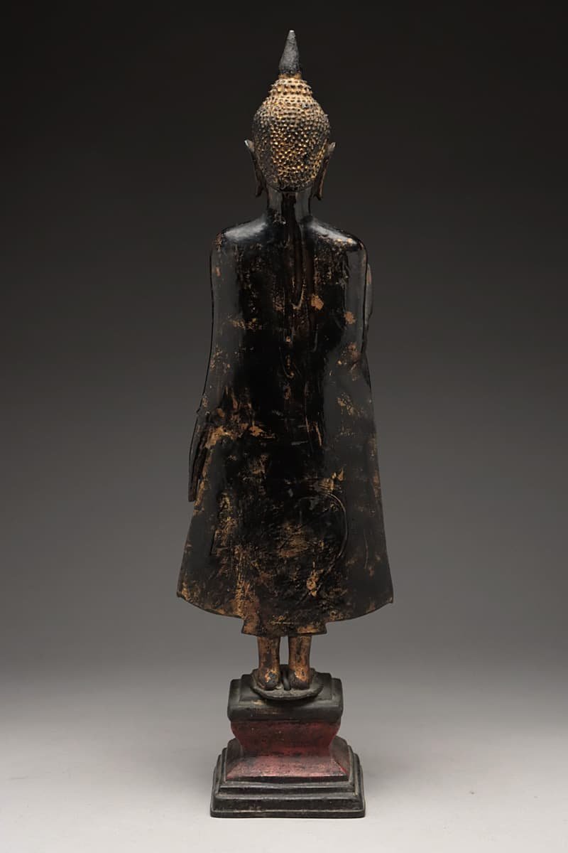 EK 時代 タイ仏教 銅造 鍍金 タイ仏・仏立像 高.7cm 重1.3kg