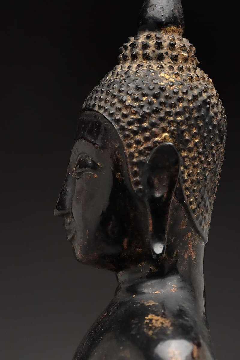 EK 時代 タイ仏教 銅造 鍍金 タイ仏・仏立像 高.7cm 重1.3kg