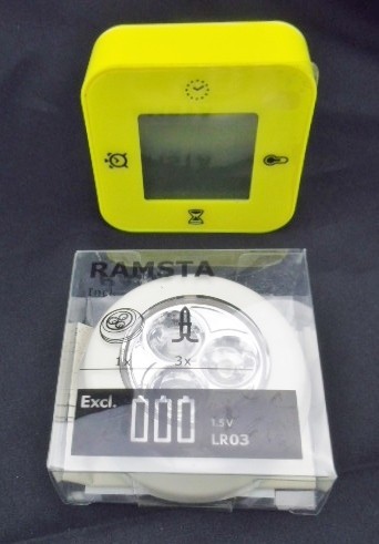 送料込 2点 イケア クロッキス 黄色 + ラムスタ LEDミニ ランプ 白/時計 KLOCKIS RAMSTA 照明 LEDランプ IKEA 温度計 目覚まし タイマーの画像1