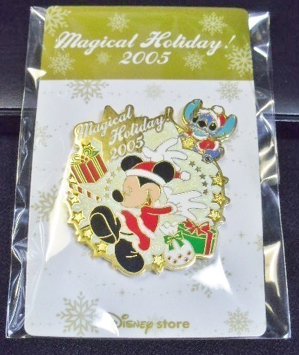 ミッキー スティッチ 2005年 クリスマス ピンバッジ 限定1600 ミッキー スティッチ 2005年 クリスマス ピンバッジ 限定1600