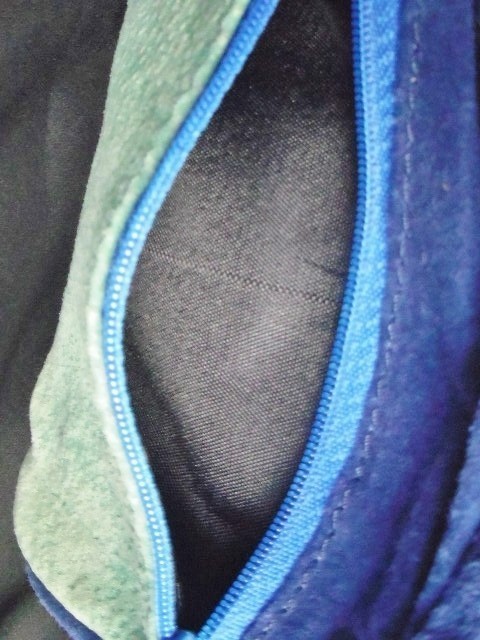 本革 スェード ポーチ 紺ｘ緑/青 皮 革 レザー グリーン ブルー コスメポーチ マルチポーチ 男性_画像6