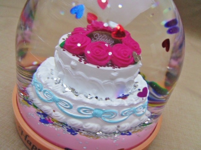  happy birthday birthday cake snow dome / water dome snow glove decorated cake lame Heart rose 