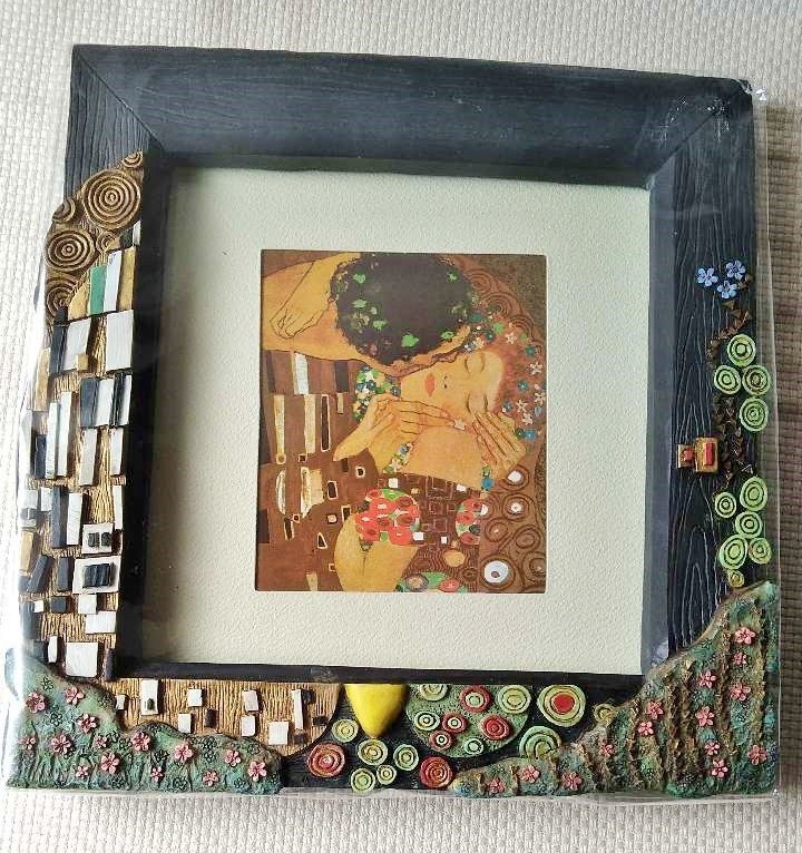 k rim to connection . deco Latte .b equipment ornament original frame / amount glass picture frame Kiss Gustav Klimt picture The * Kiss g start f*k rim to
