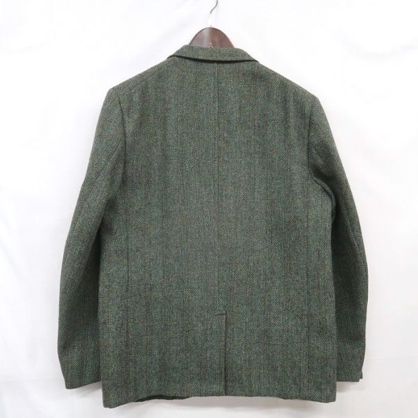 サイズ 41 Harris Tweed ツイード ウール テーラード ジャケット ブレザー ハリスツイード グリーン系 古着 ビンテージ 3M0602_画像2