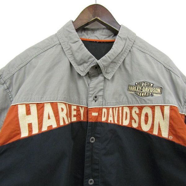 サイズ ? HARLEY DAVIDSON 半袖 シャツ ブラック 刺繍 ハーレーダビットソン 古着 ビンテージ 3M1704_画像4