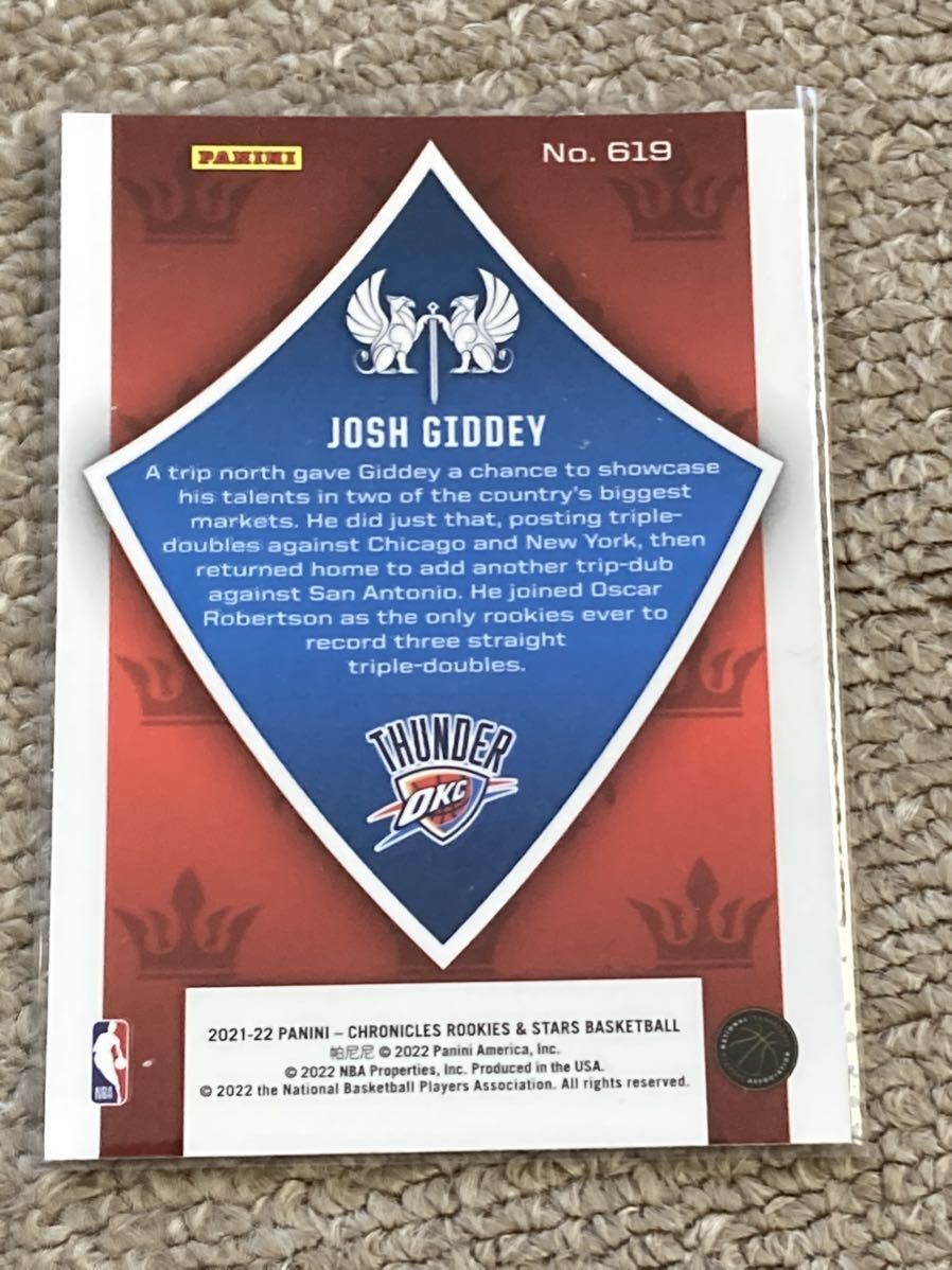 Panini NBA chronicles 2021-22 JOSH GIDDEY RC CRUSADE_画像2