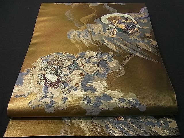 平和屋着物□六通柄袋帯 風神雷神 金糸 逸品 未使用 vp6418 - JChere