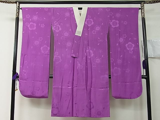 大勧め 平和屋着物□振袖用長襦袢 袷 舞桜地紋 紫色 逸品 1s004 仕立て