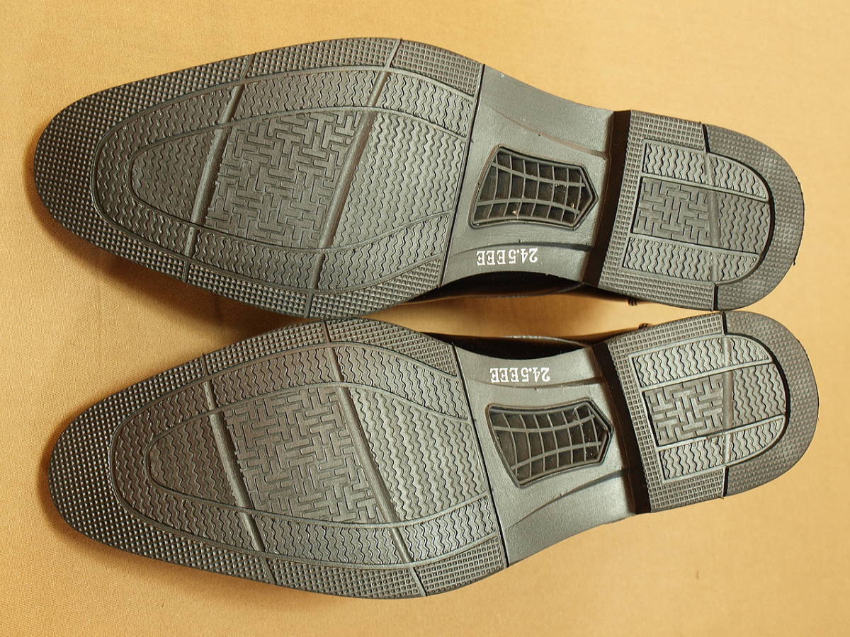プレーントゥ合皮ビジネスシューズ紐靴(24.5㎝)黒色 軽量_画像3