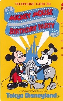 〆東京ディズニーランド ミッキーマウス BIRTHSDAY PARTYテレカ_画像1