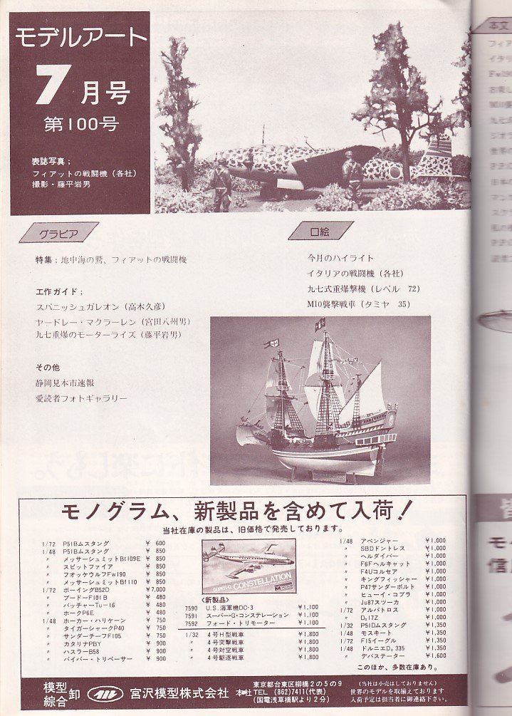 Φ雑誌 モデルアート 1975年7月号 地中海の鷲、フィアット戦闘機_画像2