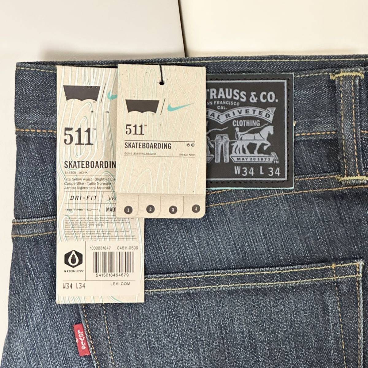 Levi's 511 NIKE SB W34 SKATEBOARDING アメリカ製 シリアルナンバー39 コラボ 限定品_画像3