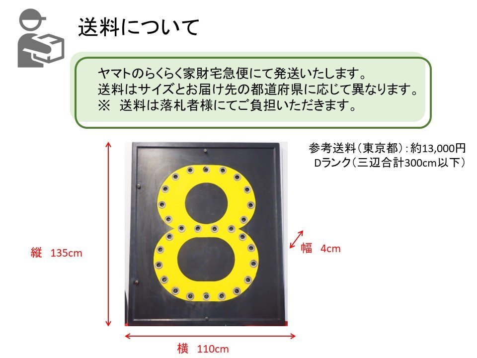 【送料別】＜成田空港退役アイテム＞ 駐機スポット番号表示灯「８」　動作未確認　レトロ品　135cm×110cm_画像7