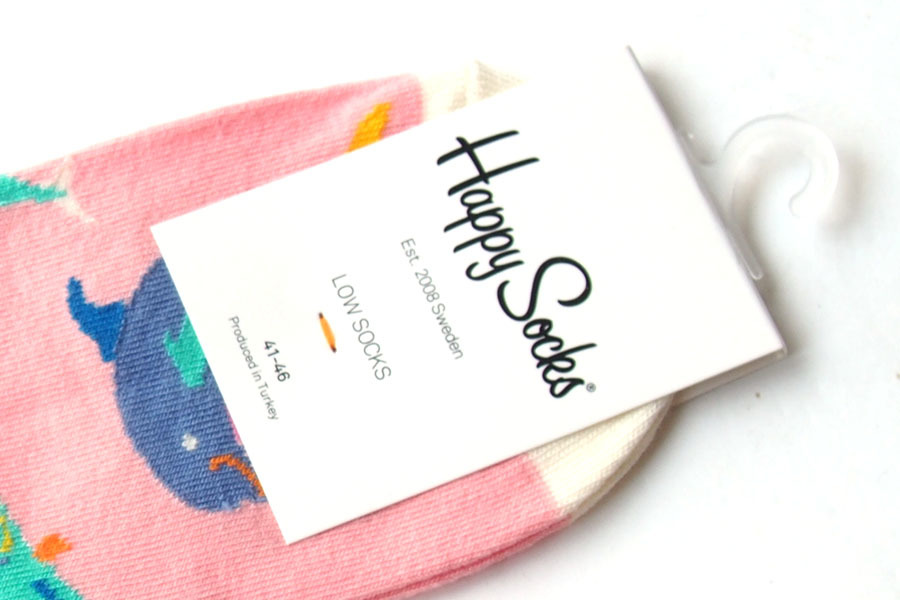  free shipping * new goods l unused l happy socks lhappy socksl short sneaker socks l Dolphin pattern socks l pink l10124020