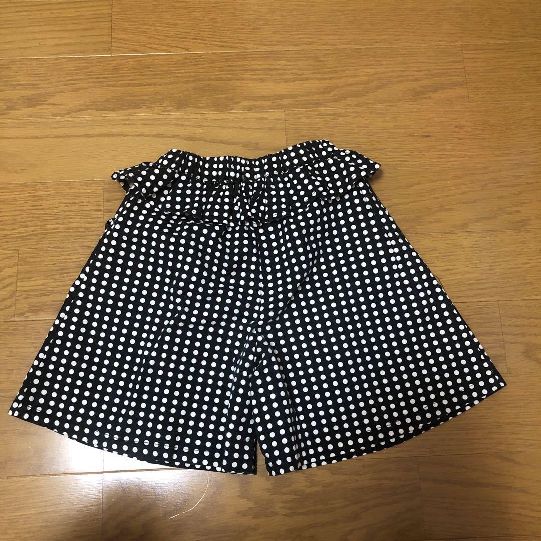 美品 caldia ドット柄 フリル 2way ガウチョパンツ サロペット 80 カルディア_画像4