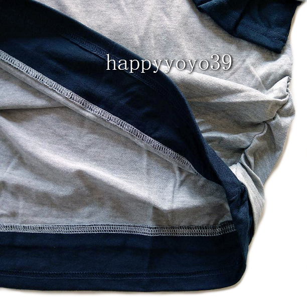 新品10Lグレー紺 シャーリング袖 重ね着風 Tシャツ 大きいサイズ ロンT　長袖 ぽっちゃりさん ビッグ レディース ミセス 大きなサイズ_画像6